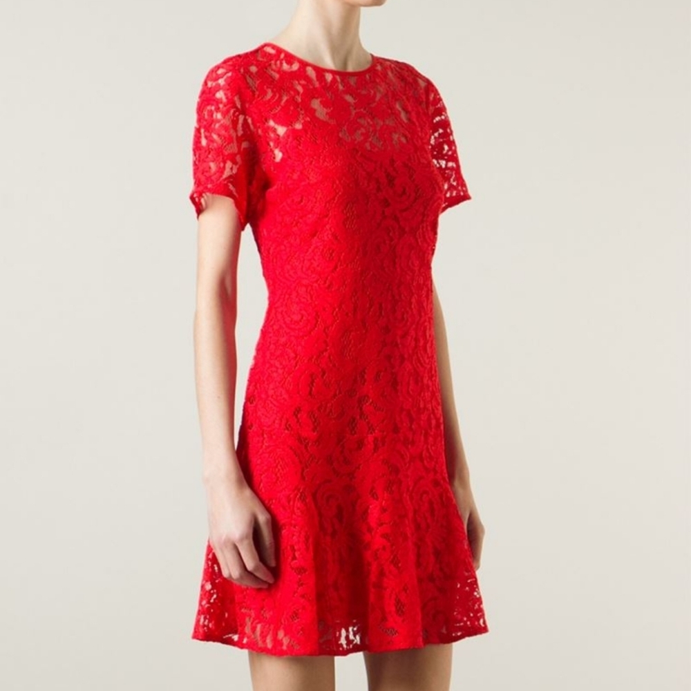Michael Kors Orange/red lace dress with slip